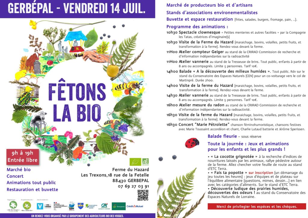 programme Fêtons la bio 2023, dans les Vosges